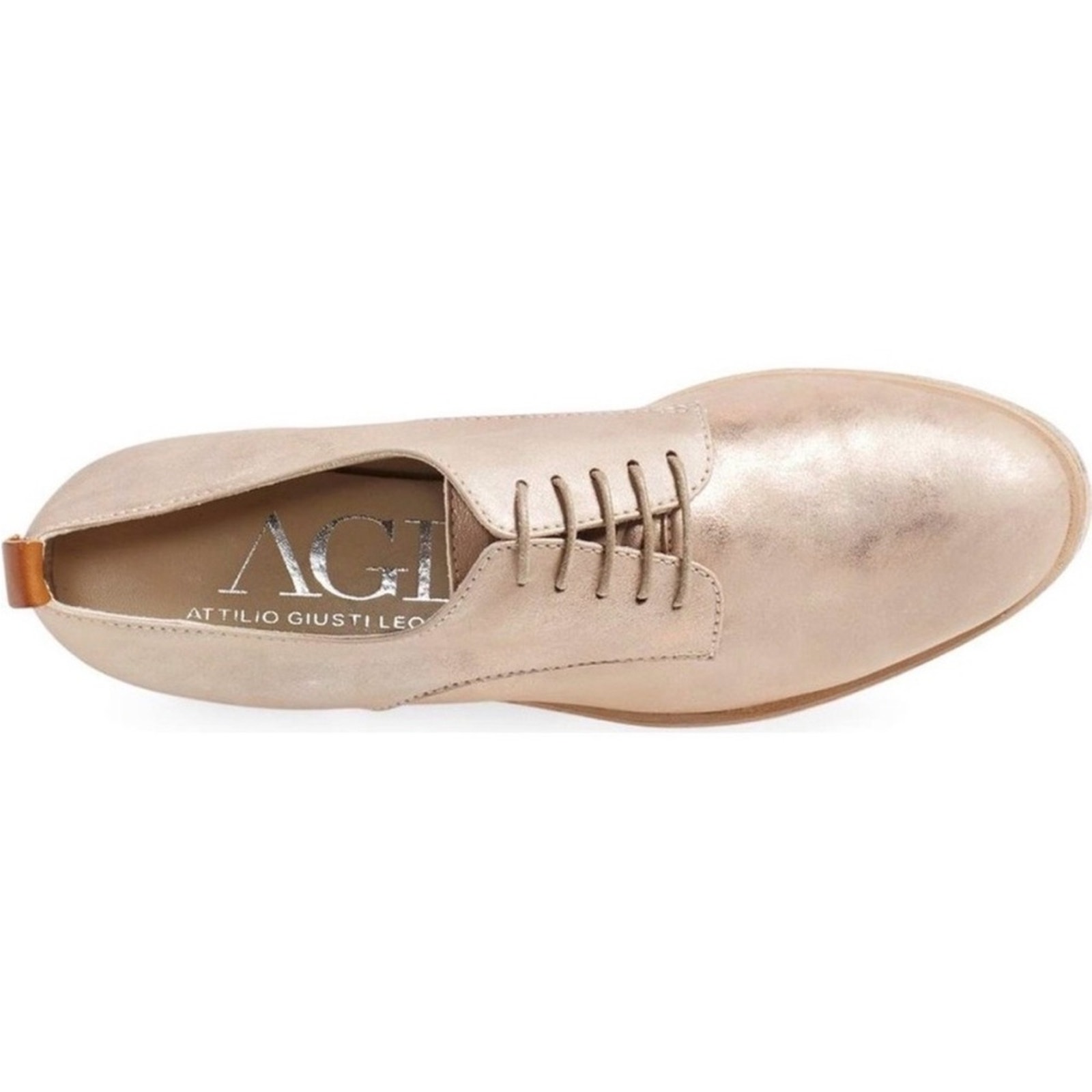 Agl Attilio Giusti Leombruni Metallic Gold Cork Platform Oxfords Brogue Sz 40